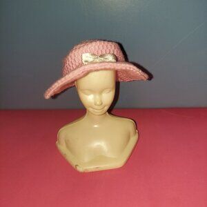Vintage Barbie Fashion Avenie Pink Hat with White Bow